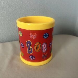 Personalized Zoe Yellow & Red Pencil Cup